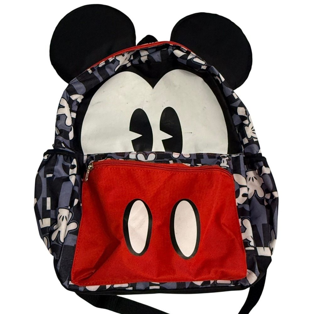 Disney Unisex Mickey Mouse 3D Ears Backpack OS Red Black‎ Grey Canvas Travel